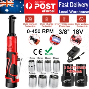 18V Electric Cordless Ratchet Gun 100Nm 3/8Inch Right Angle Wrench Rechargeable - Picture 1 of 12
