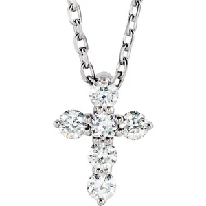 Cross Diamond Necklace GH 10K 14K White Rose Yellow Gold Platinum 4 Sizes - Picture 1 of 11