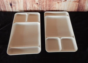Tupperware Divided TV Dining Tray Camping Plate #1535 ~ Set of 2 ~ EUC - Picture 1 of 4