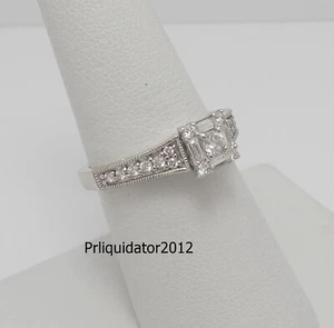 1/2CT Diamond Halo Frame Solitaire Engagement Wedding Bridal Ring 10K White Gold - Picture 1 of 14