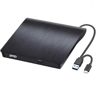Externes CD/DVD Laufwerk USB 3.0 Type-C RW Brenner für alle Laptops/Desktop PC - Bild 1 von 4