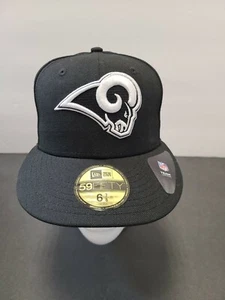 New Era 59Fifty Black Wool Hat Men's LA Los Angeles Rams 6 7/8 - Picture 1 of 6