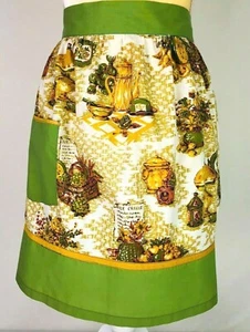 Halbschürze Vintage Avocado Grün Gold Alt Küchendeko Muster Eine Tasche - Bild 1 von 4