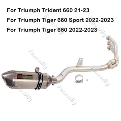 For Triumph Trident Tiger 660 Sport 2022 2023 Exhaust Pipe Muffler 51mm Slip on - Изображение 1 из 4