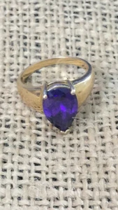 925 China goldfarbene Träne lila Amethyst CZ Größe 9 - Bild 1 von 9