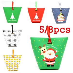 DIY Santa Clause Payty Decor Christmas Cookie Box Candy Carrier Paper Gift Bags