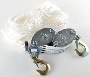 2 Ton Poly Rope Hoist Pulley Wheel Block and Tackle Puller Lift Tools 3/8" Rope - Picture 1 of 1
