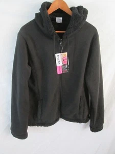 Tru-Fit Polar Fleece Sherpa Lined Full-Zip Hoodie Jacket Black Women's L NWT - Picture 1 of 11