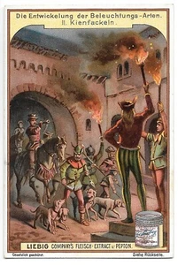 Beleuchtung - Fackel Jagd Hunde - Chrom Liebig - Trade card - Bild 1 von 2
