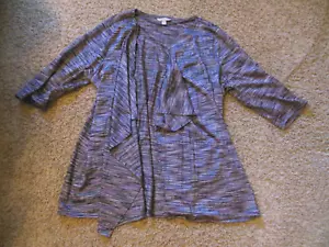 NWOT Laura Ashley 3X Gray Purple Metallic Thread Shimmer Open Front Cardigan Top - Picture 1 of 2