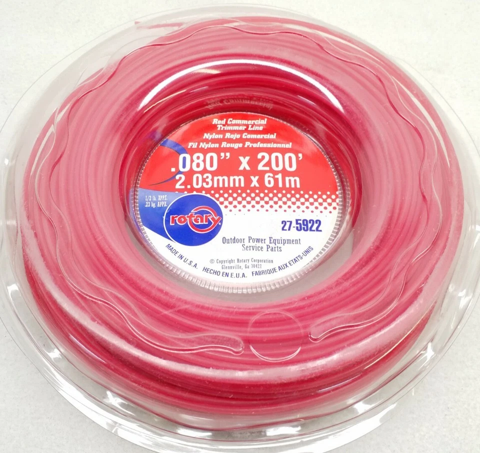 5922 Rotary Nylon Red Round Commercial Trimmer Line .080"x200' 1/2lb Donut  - Image 1 of 3