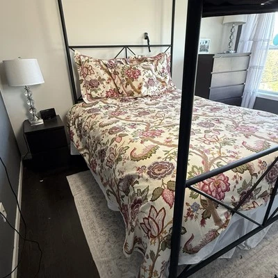 Edredón Cottagecore y 3 Euro Sham Floral Shabby Chic Rosa Beige Salvia Juego Casero Foto 1 de 4