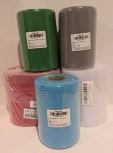 LOTTO 5 Rotoli Tessuto Tulle Bobine 6" Sono Totali 800 Yd Rosso Verde Bianco Grigio Teal - Foto 1 di 2