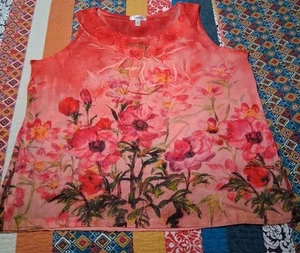 DressBarn Damen-Tanktop rot orange verziert Blumenmuster 3X neu ohne Etikett - Bild 1 von 8