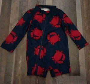 Carter's Crabby Crab Blue Rash guard Swimsuit Boys Size 9 Months - Picture 1 of 4