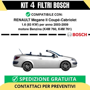 KIT BOSCH 4 Filtri tagliando per RENAULT Megane II Coupé-Cabriolet 1.6 83 kw ... - Imagen 1 de 2