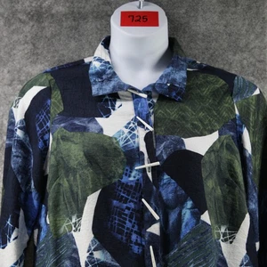 Camisa Ali Miles Mujer Mediana Vibrante Azul Verde Cuello Alambre Arte Abstracto para Usar - Imagen 1 de 9