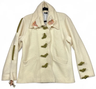 Chaqueta Ropa Covelo De Colección Para Mujer M Marfil Floral Lana Arte Para Usar Artística Foto 1 de 4