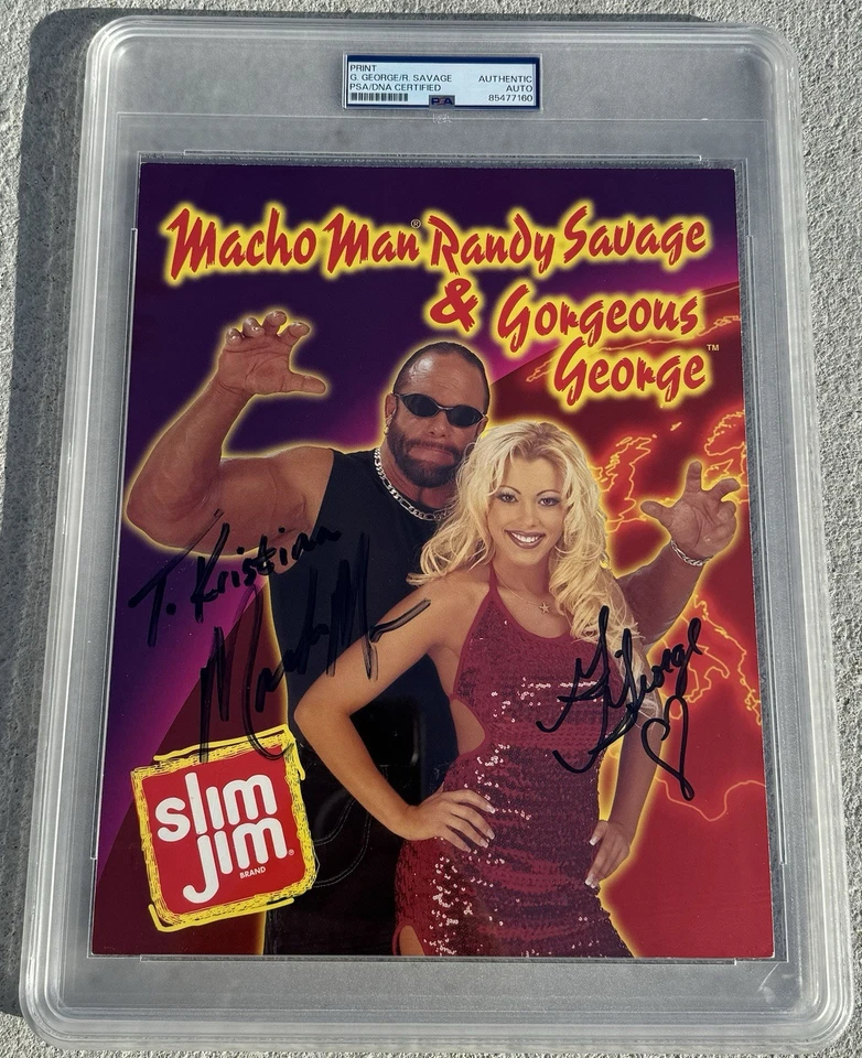 Randy Savage & Gorgeous George Dual Signed Autographed 8x10 Promo Photo PSA/DNA - Image 1 of 1