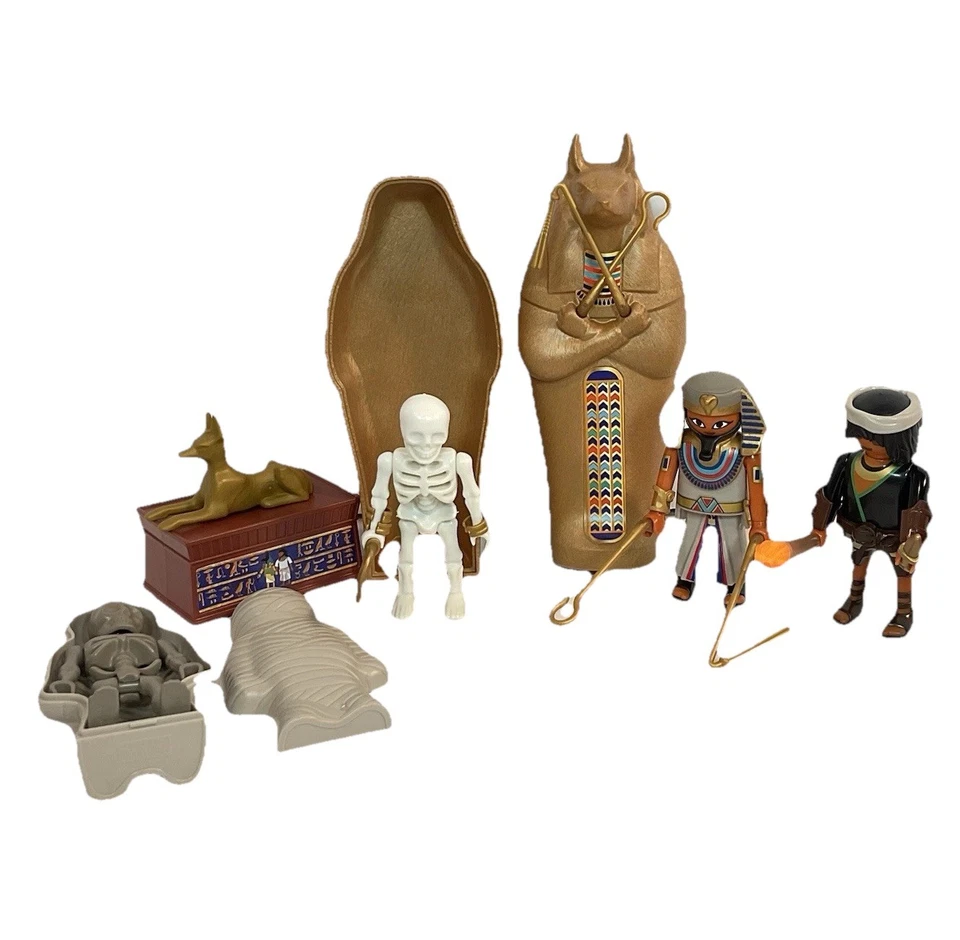 PLAYMOBIL Ancient Egyptian Mummy Case Skeleton Figures King EGYPT Lot - Image 1 of 4