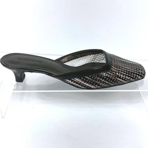 Liz Claiborne Talla 9 Bessie Cuero Tacones Mules Puntera Cuadrada Negro Mujer - Imagen 1 de 9
