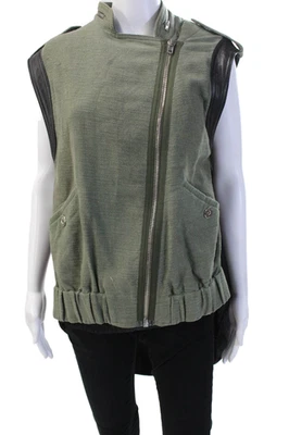 Alexander Wang Mujeres Chaleco Militar Verde Cuello Alto Botón Algodón Viscosa Talla 0 Foto 1 de 4
