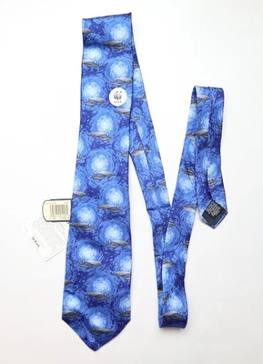 NOVO COM ETIQUETAS WWF FUNDO MUNDIAL DE VIDA SELVAGEM VINTAGE O GOLFINHO GRAVATA 100% SEDA GRAVATA RACK NOVO - Imagem 1 de 4