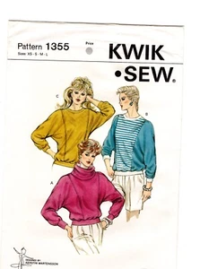 Vintage Sewing Pattern Women's Top, Blouse, Shirt Kwik Sew 1355, Uncut F/F - Picture 1 of 3