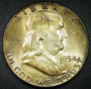 vz getönt 1954 P Franklin Half Dollar 50C - Bild 1 von 2