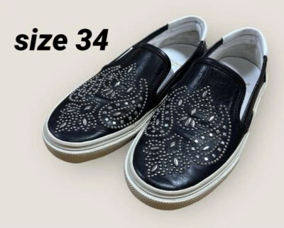 Saint Laurent Paris Studded Leather Slip-Ons Black Women's US5 / JP22 Excellent - Image 1 of 4