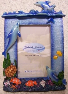 Picture Frame Dolphins & Fish 6 ½" x 9" for 4" x 6" picture or mirror NEW - Picture 1 of 1