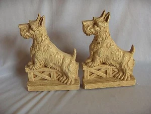 Pair Vintage 1940's Light Wood Scottie Dogs Book Ends Syrocco NICE - Picture 1 of 4