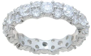 Womens Genuine Sterling Silver 4.5 Carat Fashion Wedding Band Ring Size 5-9 - Picture 1 of 3