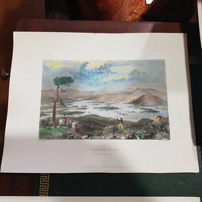 Grabado de acero coloreado a mano Squam Lake New Hampshire 1839 W.H. Bartlett Foto 1 de 3