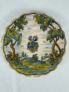 Antique Talavera Plate Majolica - Coat Of Arms - Family Crest - Don Quixote - Picture 1 of 10