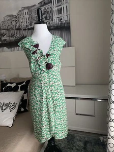 Rare Anrthropologie Moulinette Soeurs Dress Silk Green Multi Size 4 - Picture 1 of 12