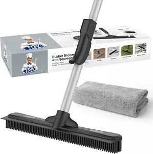 Pet Hair Removal Broom, 3-in-1 Carpet Brush, 61" Handle, Bonus Microfiber Cloth - Picture 1 of 6