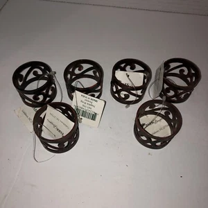 Nuevo Juego de 6 Anillos de Servilleta de Pergamino de Peltre Park Designs Metal Burl - Imagen 1 de 5
