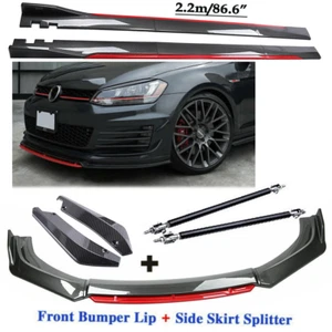 Carbon Fiber Front Bumper Lip Spoiler + Side Skirt Rear For Volkswagen Rabbit - Picture 1 of 23