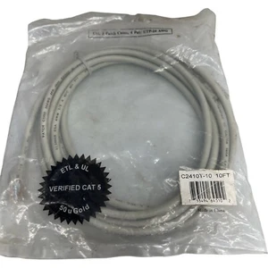 NOS C2410T-10 10’ Length ETL & UL Cat 5 Patch Cable 50 U Gold 24AWG Sealed Pack - Picture 1 of 3