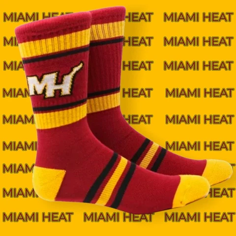 Miami Heat Large Classic Fit Fan Socks Size L (6-12) NBA Hoop Crew Colors New! Cover