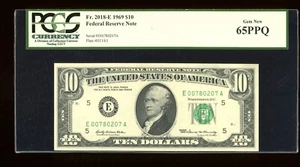DBR 1969 $10 FRN Richmond Gem Fr. 2018-E PCGS 65 PPQ Serial E00780207A - Picture 1 of 2