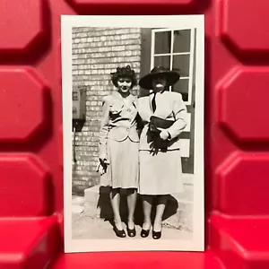 Two Women Dressed For Church 2 5/8 x 4 1/2 Photograph B Pre Owned Vintage 1950s - Picture 1 of 2