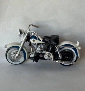 Maisto 1958 FLH Duo Glide Harley Davidson Motorcycle 1:18 White & Blue - Picture 1 of 11