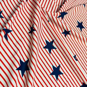 Tela de spandex de nailon con estampado americano de estrellas y rayas 4 vías elástica por yarda para - Imagen 1 de 6