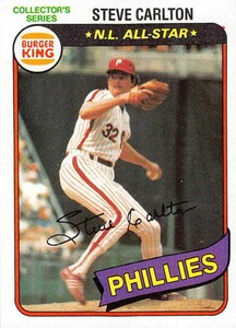 1980 Topps Burger King Steve Carlton #2 NM/MT HIGH GRADE PHILLIES SET BREAK 