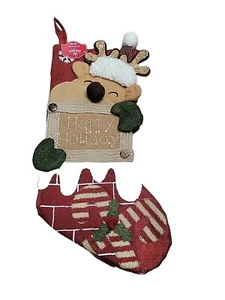 2D Sackleinen Schneemann Strumpf 20 Zoll Weihnachten Frohe Feiertage Ferienzeit. Neu - Bild 1 von 2