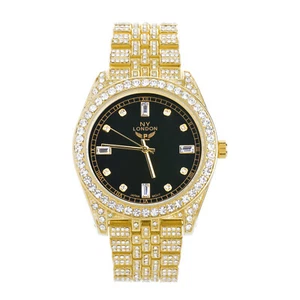 Men's Fashion Gold Plated Iced CZ Metal Band Watches WM 1586 GBK - Picture 1 of 2