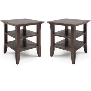 Home Square 2-Piece Wood 19" Square End Table Set in Warm Walnut Brown - Picture 1 of 11