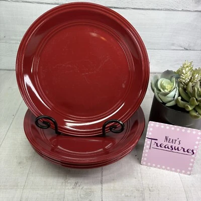 Mainstays RAINFOREST RED SEDONA Embossed Ring Stoneware Dinner Plates Set of 4 - Image 1 of 4